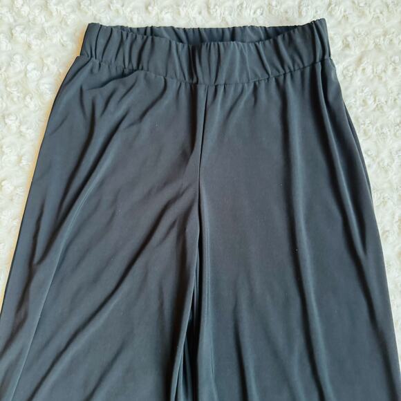 NY Collection Womens Black Cropped Wide Leg Pants Petite Medium Gauchos Palazzos - Picture 3 of 10